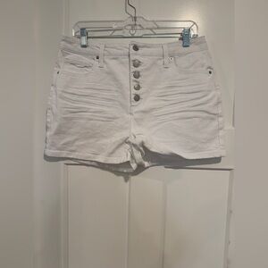 Women's White Button-Up Shorts